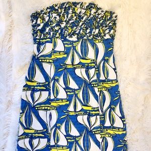 Lilly Pulitzer strapless sailboat print dress